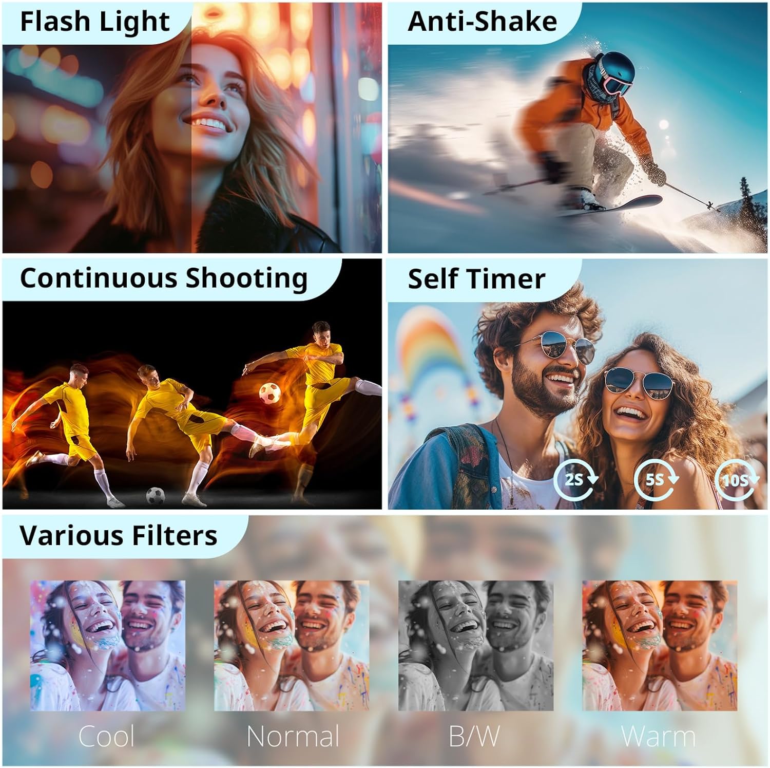 4K Digital Camera for Photography Autofocus, 2026 Latest 48MP Vlogging Camera for YouTube with SD Card, 2 Batteries, 3" 180°Flip Screen Compact Travel Camera for Teens with 16X Zoom, Anti-Shake,Black