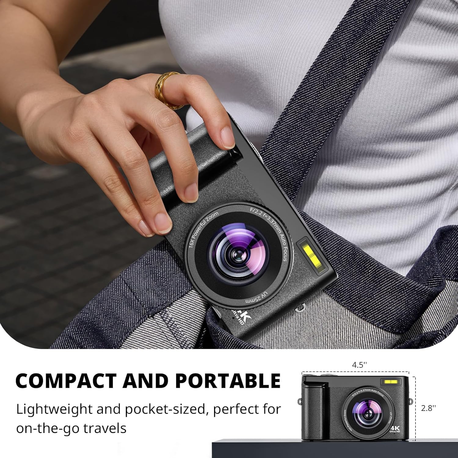 4K Digital Camera for Photography Autofocus, 2026 Latest 48MP Vlogging Camera for YouTube with SD Card, 2 Batteries, 3" 180°Flip Screen Compact Travel Camera for Teens with 16X Zoom, Anti-Shake,Black