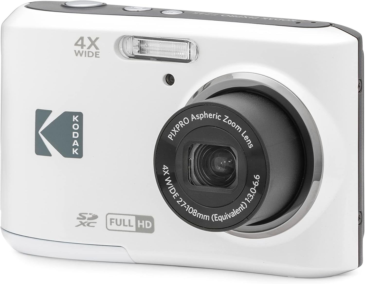Kodak PIXPRO Friendly Zoom FZ45-WH 16MP Digital Camera with 4X Optical Zoom 27mm Wide Angle and 2.7" LCD Screen (White)