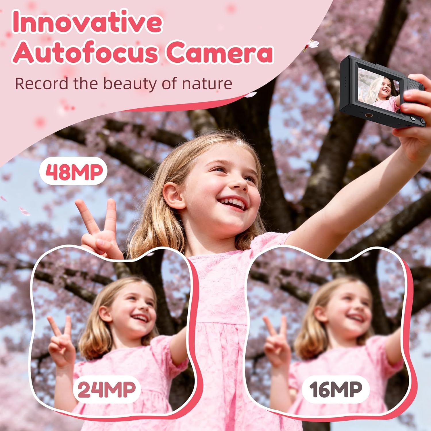 Digital Camera, FHD 4K Digital Point and Shoot Camera with 16X Zoom Anti Shake, 48MP Compact Small Camera with 32GB Card for Boys Girls Kids