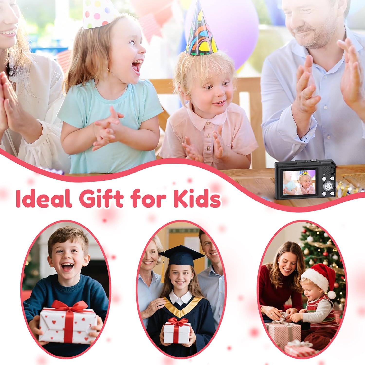 Digital Camera, FHD 4K Digital Point and Shoot Camera with 16X Zoom Anti Shake, 48MP Compact Small Camera with 32GB Card for Boys Girls Kids