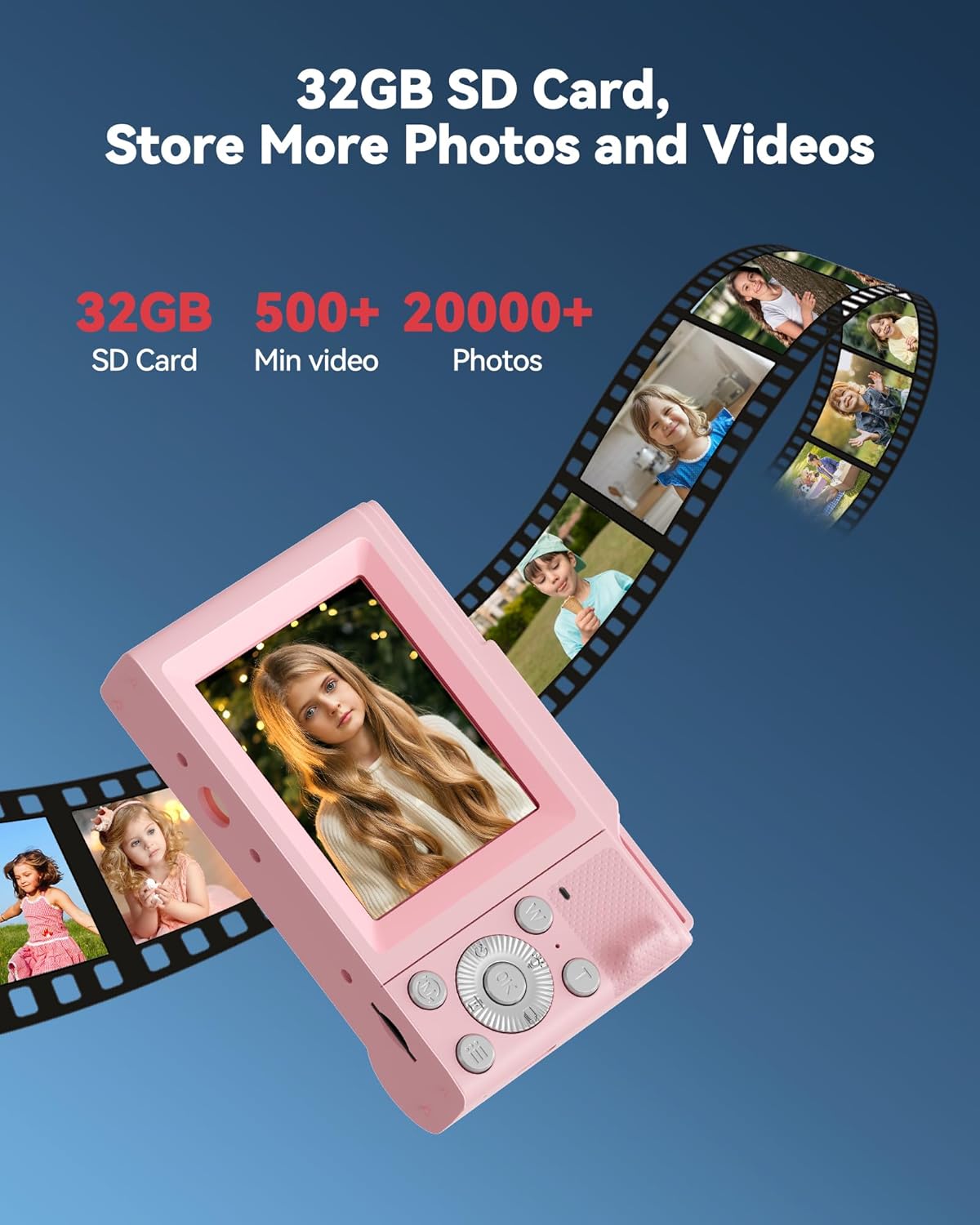 Digital Camera for Kids: Pink Camera for Teens - Christmas Birthday Gifts for Girls 8-10 - 16X Zoom Shoot Cam for Ages 8-13 - Compact Camera for 6 7 8 9 10 Years Old- Toys for Kid Children Toddler