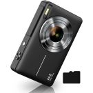 Digital Camera, FHD 1080P Digital Point and Shoot Camera with 16X Zoom Anti Shake, 32GB Card, Compact Small Camera for Boys Girls Kids, Black