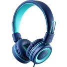 Kids Headphones - noot products K11 Foldable Stereo Tangle-Free 3.5mm Jack Wired Cord On-Ear Headset for Children/Teens/Boys/Girls/Smartphones/School/Kindle/Airplane Travel/Plane/Tablet (Navy/Teal)