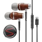 Symphonized iPhone Earphones Wired Deep Bass Sound, 3D Sound, Microphone Volume Control, Noise Isolation, Bubinga Wooden with Lightning (Apple MFI Certified), iPhone SE to 14 Earbuds