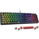 Redragon Mechanical Gaming Keyboard Wired, 11 Programmable Backlit Modes, Hot-Swappable Red Switch, Anti-Ghosting, Double-Shot PBT Keycaps, Light Up Keyboard for PC Mac