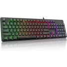 Redragon K521 Upgrade Rainbow LED Gaming Keyboard, 104 Keys Wired Mechanical Feeling Keyboard with Multimedia Keys, One-Touch Backlit, Anti-Ghosting, Compatible with PC, Mac, PS4/5, Xbox
