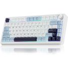 AULA F75 75% Wireless Mechanical Keyboard, Hot Swappable Creamy Keyboard, Pre-lubed Reaper Switches, 2.4GHz/Type-C/BT5.0, RGB Backlit Gaming Keyboards(White & Blue)