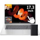 HP 17.3" Touchscreen Business Laptop, AMD Ryzen 5 Processor (Beats Intel i7-1355U), 16GB DDR5 RAM, 1TB Storage(512GB SSD & 500GB External), USB-C, Wi-Fi 6, Windows 11 Pro + Copilot, Earphone Jack
