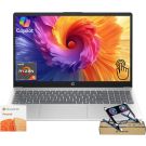 HP 15.6" Touchscreen Business & Home Laptop, AMD Ryzen 5 7520U, 8GB RAM, 128GB SSD, Webcam, HDMI, Lifetime Office 365 for the Web, Win11 Home, Silver, Bundle with PCO Notebook Fold Radiator, Cooler