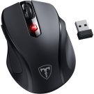 Wireless Mouse, D-09 Computer Mouse USB Cordless Mice for Laptop, Ergo Grips, Lightspeed 5-Level 2400 DPI, 16 Months Battery, Portable for PC Mac Chromebook (Black)