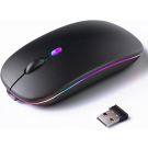 Wireless Bluetooth Mouse – Rechargeable, Silent, Dual Mode (Bluetooth 5.2 & USB) with LED Lights – Portable for Laptop, Desktop, & Tablet(Black)