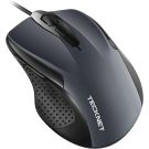 TECKNET USB Wired Mouse, 6-Button Corded Computer Mouse with 4 Adjustable DPI, Optical Computer Mice with Ergonomic Design and 5FT Cord for Laptop, Chromebook, PC, Desktop, Mac, Notebook-Gray