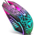 BENGOO Gaming Mouse Wired, Ergonomic Gamer Laptop PC Optical Computer Mice with RGB Backlit, 4 Adjustable DPI Up to 3600, 6 Programmable Buttons for Windows 7/8/10/XP Vista Linux -Black