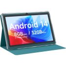 Android 14 Tablet 7 inch Tablets with Case, 8GB RAM 32GB ROM 1TB Expand, Quad-Core Processor Tablet PC, 1024 x 600 IPS Screen, Dual Camera, 3000mAh Battery, Bluetooth, WiFi, GMS, Widevine L1, Navy