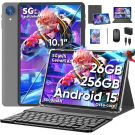 10 Inch Tablet, 2026 Android 15 Tablet with Keyboard, 26GB+256GB+2TB Expand, Tablets PC with Gemini AI, Octa-Core, 8000mAh, 5G WiFi, Widevine L1, GMS, 2 in 1 Tablets with Case, Mouse, Stylus (Silver)