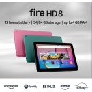 Like-New Amazon Fire HD 8 tablet (newest model), 8” HD Display, 3GB memory, 32GB, designed for portable entertainment, Black