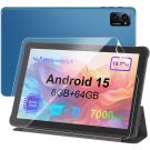 10 inch Android Tablet: Octa-Core, 7000mAh, with Stand Case, IPS HD Display, Wi-Fi 6, OTG, Metal Body – Fast & Portable Tablet for Work & Entertainment, 2-Year Protection, 8GB RAM 64GB, Android 15