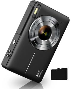 Digital Camera, FHD 1080P Digital Point and Shoot Camera with 16X Zoom Anti Shake, 32GB Card, Compact Small Camera for Boys Girls Kids, Black