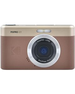 Kodak PIXPRO C1 Digital Camera, 13MP Compact Point & Shoot with 4X Digital Zoom, 26mm f/2.0 Wide Angle, 180 Degree Flip Screen, 1080p HD Video, Brown