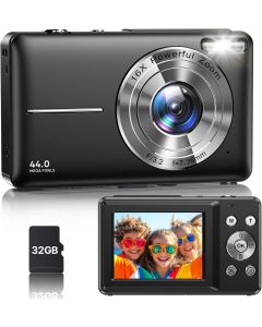 Digital Camera, Latest FHD 1080P Digital Camera for Teens with SD Card Anti Shake Point and Shoot Cameras Portable 16X Zoom Compact Small Cameras for Kids Boys Girls Seniors with Wrist Strap