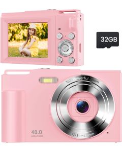 Digital Camera for Kids: Pink Camera for Teens - Christmas Birthday Gifts for Girls 8-10 - 16X Zoom Shoot Cam for Ages 8-13 - Compact Camera for 6 7 8 9 10 Years Old- Toys for Kid Children Toddler