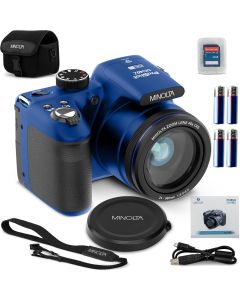 Minolta MN40Z 20MP Digital Camera – 40x Optical Zoom, 1080p FHD Video, 3.0" LCD, Wi-Fi, Face/Smile/Blink Detection – Blue