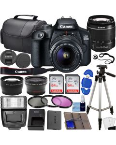 Canon EOS 2000D / Rebel T7 DSLR Camera w/EF-S 18-55mm f/3.5-5.6 Lens 3 Lens Kit: 128GB Memory + Wide Angle + Telephoto + Flash (Renewed)