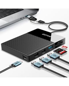 1TB External Hard Drive, USB C Multiport Hub HDD 7-in-1, USB 3.0, SD/TF Card Reader, Docking Station, Multi-Function HDD for Windows, Mac, Android, TV, iPhone 15/16/17, Laptop, Desktop, PC