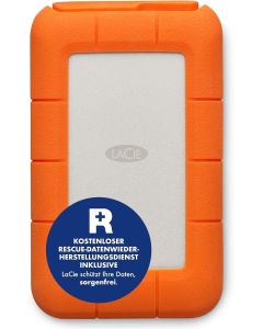 LaCie Rugged USB-C, 2TB, Portable External Hard Drive, Drop, Shock, Dust, Rain Resistant, for Mac & PC (STFR2000800)