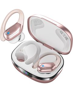 Wireless Earbuds, Sports Bluetooth Headphones, 80Hrs Playtime Ear Buds with LED Power Display, Noise Canceling Headset, IPX7 Waterproof Earphones for Workout/Running(Rose Gold)