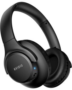 KVIDIO Bluetooth Headphones Over Ear, 65 Hours Playtime Wireless Headphones with Microphone, Foldable Lightweight Headset with Deep Bass, HiFi Stereo Sound Low Latency for Travel Work Cellphone