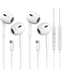 2 Packs USB C Headphones for iPhone 17/16/15 Pro Max Plus Type C Earphones with Microphone & Remote Noise Cancelling Earbuds for iPhone 17/16/15 Pro, iPad, Galaxy S23/S22/S21/S20/Ultra Note 10/20