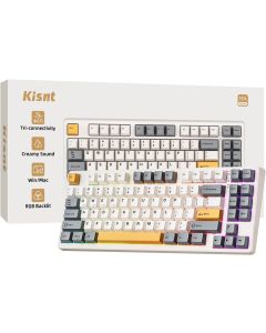 KN85 Wireless Mechanical Gaming Keyboard, 75% Layout with RGB Backlit, Custom Hot Swappable, Creamy Sound, Bluetooth/2.4GHz/USB-C Compatible with Windows/Mac/PC(Retro Beige,Linear Switch)