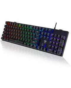 RisoPhy Mechanical Gaming Keyboard, RGB 104 Keys Ultra-Slim LED Backlit USB Wired Keyboard with Blue Switch, Durable Abs Keycaps/Anti-Ghosting/Spill-Resistant Computer Keyboard for PC Mac Xbox Gamer