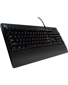 Logitech G213 Prodigy Gaming Keyboard - Wired RGB Backlit Keyboard with Mech-Dome Keys, Palm Rest, Adjustable Feet, Media Controls, USB, Compatible with Windows – Black
