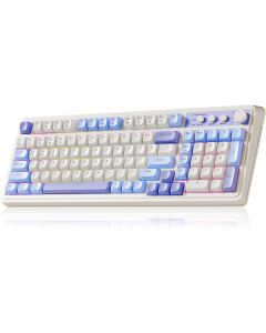 AULA 99 Key Keyboard, Tri-Mode Bluetooth/2.4GHz/USB-C Cute Creamy Gaming Keyboard with Number Pad RGB Backlit, Media Knob Custom Mechanical Feel Computer Keyboards for MAC Xbox PC Gamer - Purple