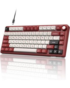 RK ROYAL KLUDGE R75 Mechanical Keyboard Wired with Volume Knob, 75% Keyboard Gasket Mounted, RGB Backlit, Creamy Keyboard with MDA Profile, PBT Keycaps, Hot Swappable Pre-lubed Linear Switch
