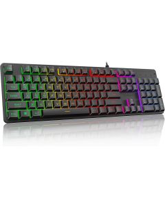 Redragon K521 Upgrade Rainbow LED Gaming Keyboard, 104 Keys Wired Mechanical Feeling Keyboard with Multimedia Keys, One-Touch Backlit, Anti-Ghosting, Compatible with PC, Mac, PS4/5, Xbox