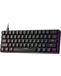 Newmen GM611 Mechanical Keyboard,Rainbow LED Backlit Gaming Wired Keyboards Compact Mini 61 Keys Portable 60 Percent Mechanical Keyboard with Black Keycaps,for Windows Laptop PC Linear Red Switches
