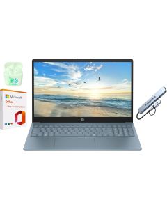 HP 15.6" Business Laptop with Microsoft Office 365 with Copliot AI & 1TB OneDrive, 16GB RAM 128GB SSD, Quad-Cores Intel Processor, Windows 11, PLUSERA Earphones & 8-in-1 Hub Included, Moonlight Blue
