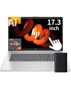 HP 17.3" Touchscreen Business Laptop, AMD Ryzen 5 Processor (Beats Intel i7-1355U), 16GB DDR5 RAM, 1TB Storage(512GB SSD & 500GB External), USB-C, Wi-Fi 6, Windows 11 Pro + Copilot, Earphone Jack