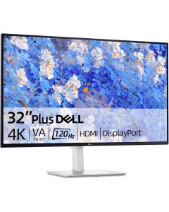 Dell 32 inch Monitor, 4K (3840 x 2160), 120Hz, VA Panel, AMD FreeSync Premium, 1500:1 Contrast Ratio, LED Display, sRGB 99%, VESA, Integrated 2x5W Speaker, Comfortview, HDMI/DisplayPort, Tilt/Height
