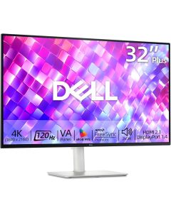 Dell 32 inch Monitor, 4K (3840 x 2160), 120Hz, VA Panel, AMD FreeSync Premium, 1500:1 Contrast Ratio, LED Display, sRGB 99%, VESA, Integrated 2x5W Speaker, Comfortview, HDMI/DisplayPort, Tilt/Height