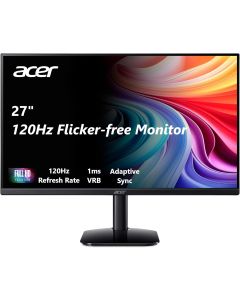 acer 27 Inch Monitor- KB272-27 Inch FHD IPS (1920 x 1080) Display, Up to 120Hz Refresh Rate, 99% sRGB, Tilt, Adaptive-Sync Support (FreeSync Compatible) 1ms (VRB), sRGB 99% Color, HDMI & VGA Ports