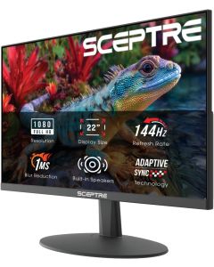 Sceptre New 22-Inch Gaming Monitor, FHD 1080p, Up to 144Hz, HDMI, DisplayPort, Built-in Speakers, Machine Black (E225W-FW144 Series, 2026)