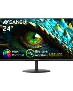 SANSUI Computer Monitor 24 inch Eye Care FHD 1080P Display HDMI,VGA Ports with 178° Viewing Angle/Frame-Less/Tilt/VESA Compatible for Office and Home