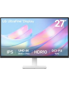 LG 27US500-W Ultrafine Monitor 27-Inch 4K UHD (3840x2160) HDR10 IPS Borderless Design Reader Mode Flicker Safe Switch App HDMI DisplayPort - White