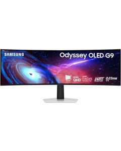 Samsung 49" Odyssey G93SC Series Curved Gaming Monitor, QD-OLED, 240Hz, 0.03ms, DQHD, G-Sync Compatible, FreeSync Premium Pro, Adjustable Stand