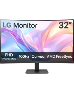 LG 32MR50C-B Curved Monitor 32-Inch FHD 100Hz AMD FreeSync OnScreen Control Dynamic Action Sync Black Stabilizer Tilt Stand (HDMI) - Black